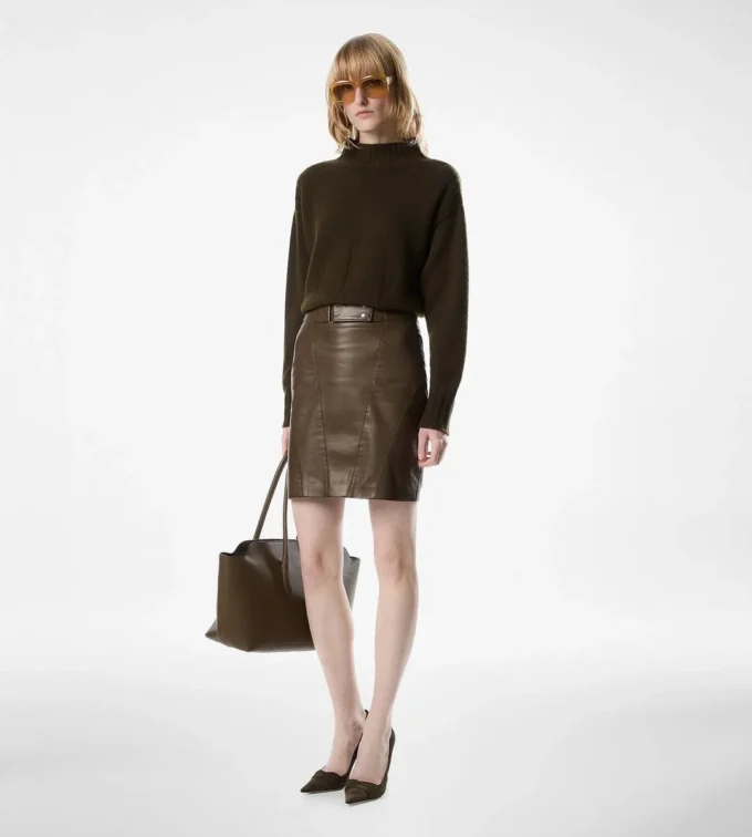 Above the Knee Leather Pencil Skirt