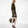 Above the Knee Leather Pencil Skirt