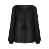 Long Sleeve Silk Blouse with Drawstrings