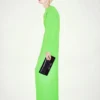 Long Sleeve Slash Front Evening Dress