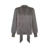 Long Sleeve V-Neck Lavalliere Silk Blouse