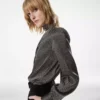 Long Sleeve V-Neck Lavalliere Silk Blouse