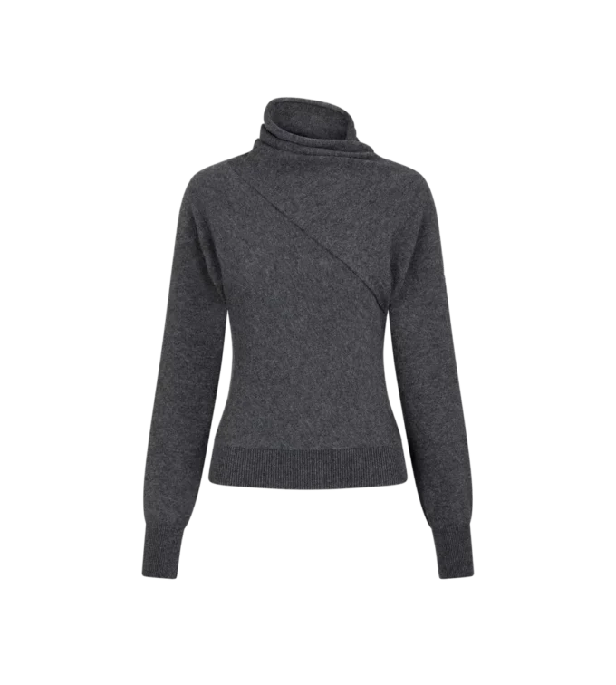 Long Sleeve Wrap Collar Knit