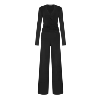 Long Sleeve Wrap Wool Jumpsuit