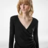 Long Sleeve Wrap Wool Jumpsuit