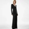 Long Sleeve Wrap Wool Jumpsuit