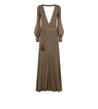 Long V-Neck Dress with Open Back