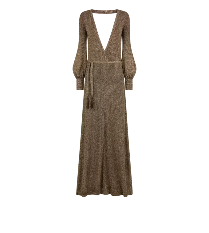 Long V-Neck Dress with Open Back Long V-Neck Dress with Open Back