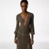 Long V-Neck Dress with Open Back Long V-Neck Dress with Open Back
