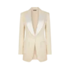 Lustrous Barathea Silk Blend “Bianca” Single Breasted Tuxedo Jacket