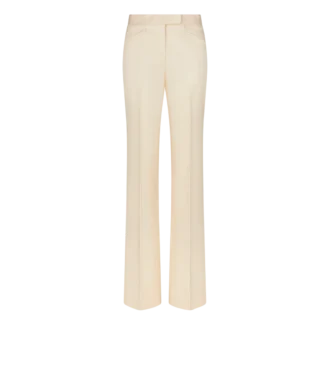 Lustrous Barathea Silk Wool Tailored Tuxedo Wide Leg Pants