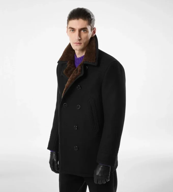 Melton Wool Shearling Peacoat