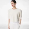 Merino Cashmere Crewneck T-Shirt with Silk Chenille Embossed Python Detail Merino Cashmere Crewneck T-Shirt with Silk Chenille Embossed Python Detail