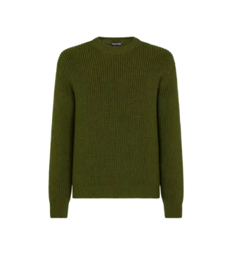 Merino Half Cardigan Stitch Crew Neck
