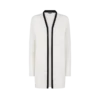 Merino Pique Mid-Length Open Cardigan with Satin Trims
