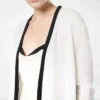 Merino Pique Mid-Length Open Cardigan with Satin Trims