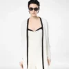 Merino Pique Mid-Length Open Cardigan with Satin Trims