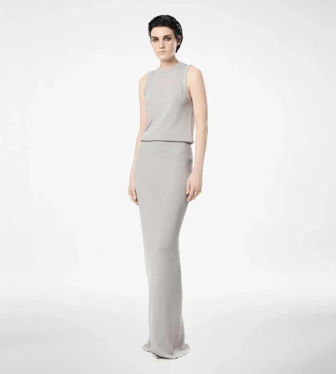 Micro Sequins Embellished Rib Long Skirt Micro Sequins Embellished Rib Long Skirt