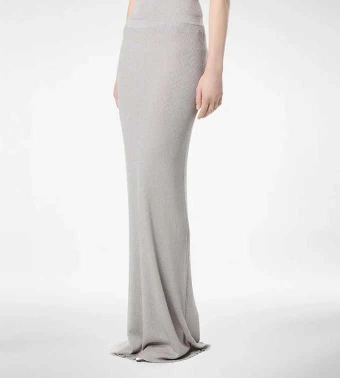Micro Sequins Embellished Rib Long Skirt Micro Sequins Embellished Rib Long Skirt