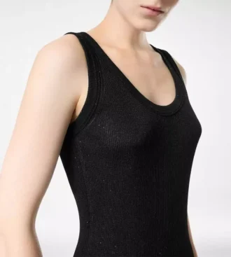 Micro Sequins Embellished Rib Mid-Length Tank Dress Micro Sequins Embellished Rib Mid-Length Tank Dress