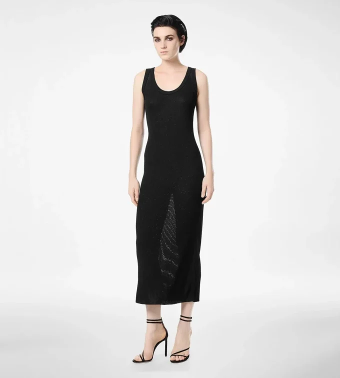 Micro Sequins Embellished Rib Mid-Length Tank Dress Micro Sequins Embellished Rib Mid-Length Tank Dress