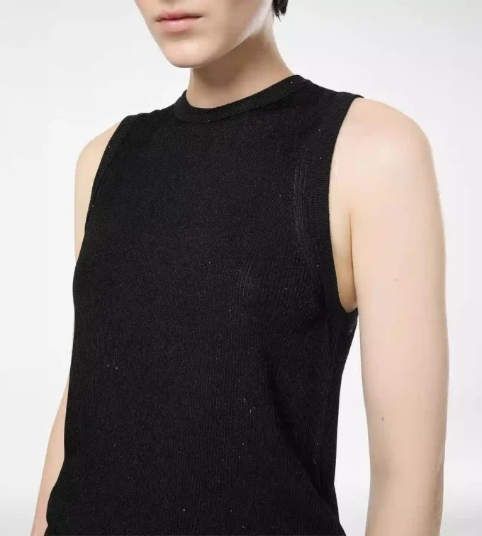 Micro Sequins Embellished Rib Relaxed Tank