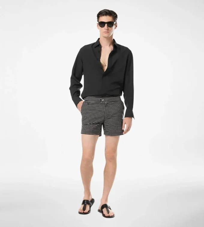 Mid Dot Print Nylon Swim Short