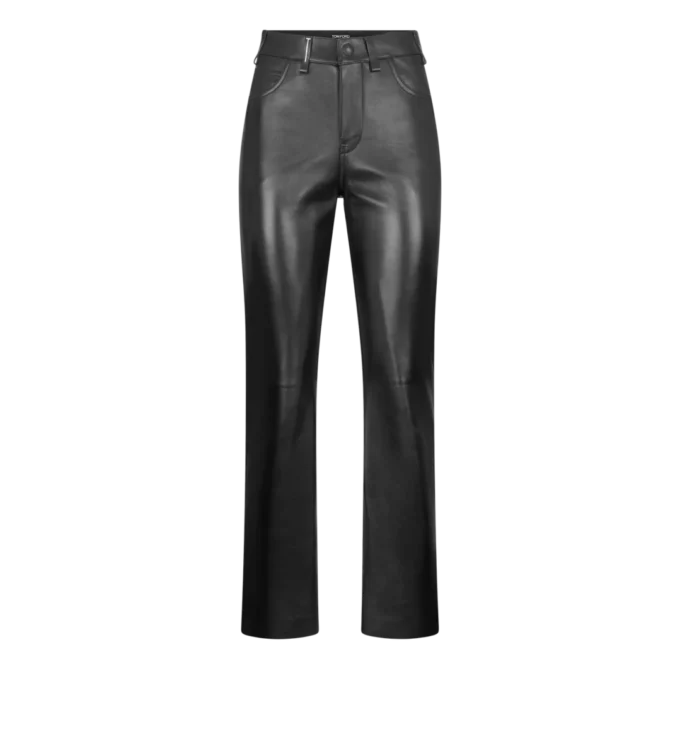 Nappa Leather Five-Pocket Pants with Tf Debossed Logo