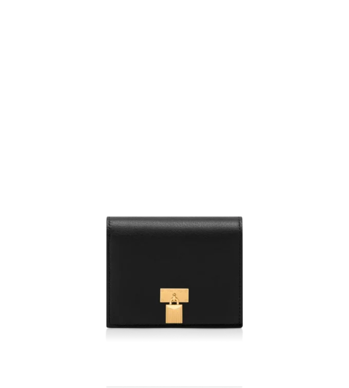 Natural Grain Leather Padlock Compact Wallet Natural Grain Leather Padlock Compact Wallet