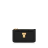 Natural Grain Leather Padlock Zipped Card Holder