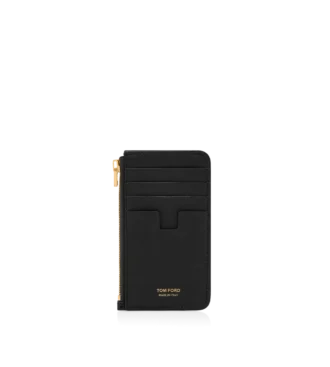 Natural Grain Leather Padlock Zipped Card Holder