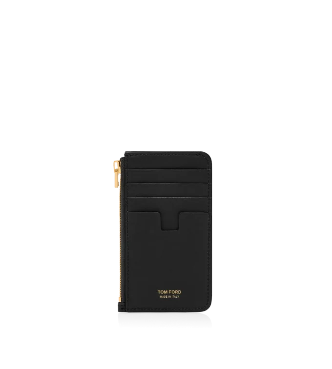 Natural Grain Leather Padlock Zipped Card Holder
