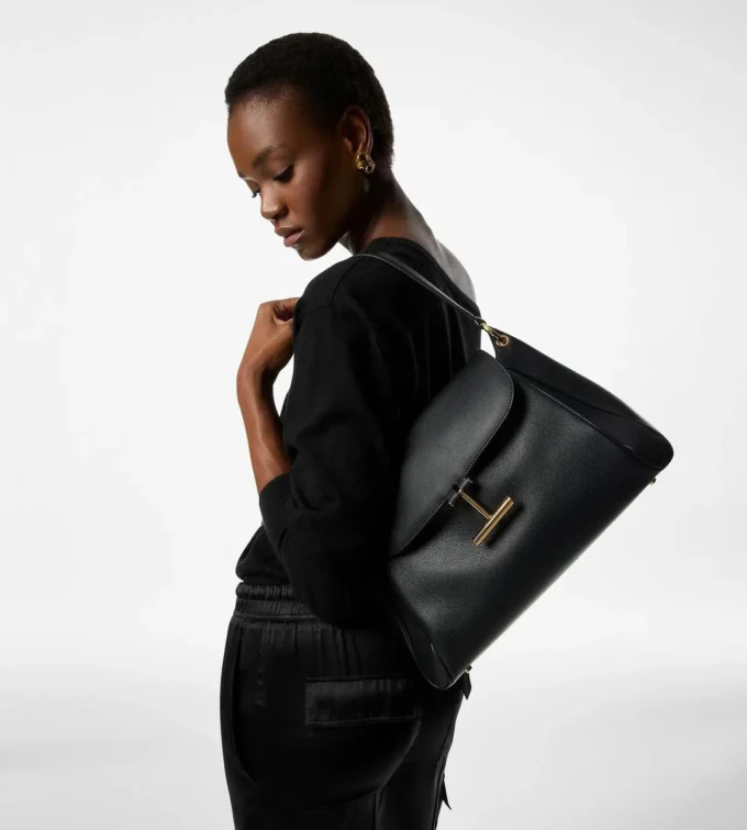 Natural Grain Leather Tara Medium Shoulder Bag Natural Grain Leather Tara Medium Shoulder Bag