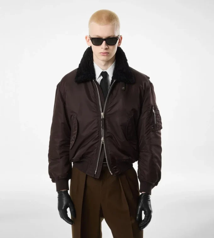 Nylon Shearling Collar Flight Bomber Nylon Shearling Collar Flight Bomber