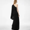 One Shoulder Evening Dress with Cape and Liza Hardware Detail One Shoulder Evening Dress with Cape and Liza Hardware Detail
