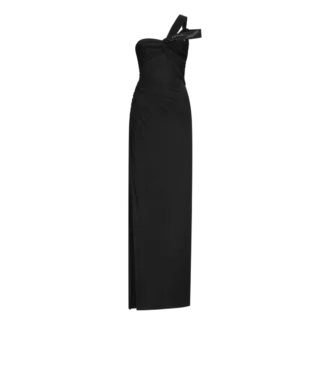 One Shoulder Twist Front Evening Dress