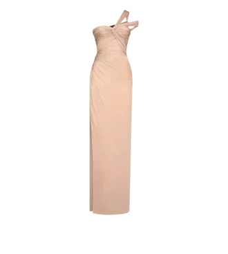 One Shoulder Twist Front Evening Dress