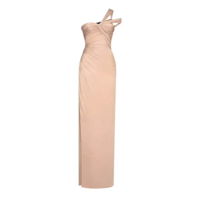 One Shoulder Twist Front Evening Dress One Shoulder Twist Front Evening Dress