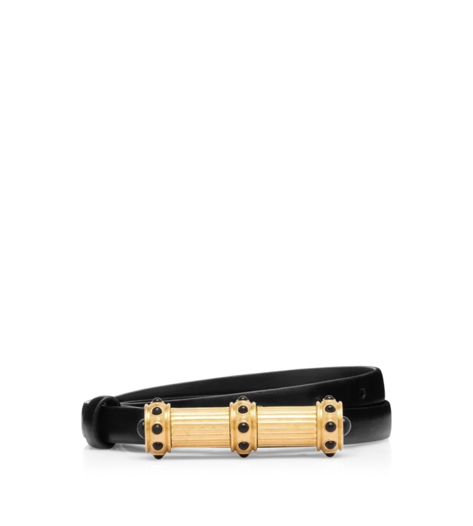Palmellato-Effect Leather Cabochon Belt