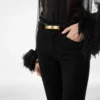 Palmellato-Effect Leather Cabochon Belt