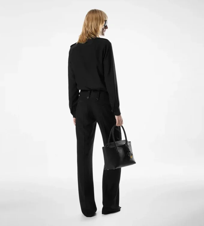 Pleated Wide Leg Silk Pants