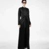 Polka Dot Jacquard Long Belted Military Dress Polka Dot Jacquard Long Belted Military Dress