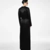 Polka Dot Jacquard Long Belted Military Dress Polka Dot Jacquard Long Belted Military Dress