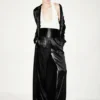 Polka Dot Jacquard Long Belted Military Dress Polka Dot Jacquard Long Belted Military Dress