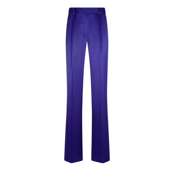 Polka Dot Jacquard Pleated Straight Pants