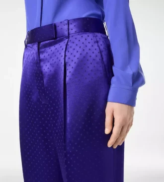 Polka Dot Jacquard Pleated Straight Pants