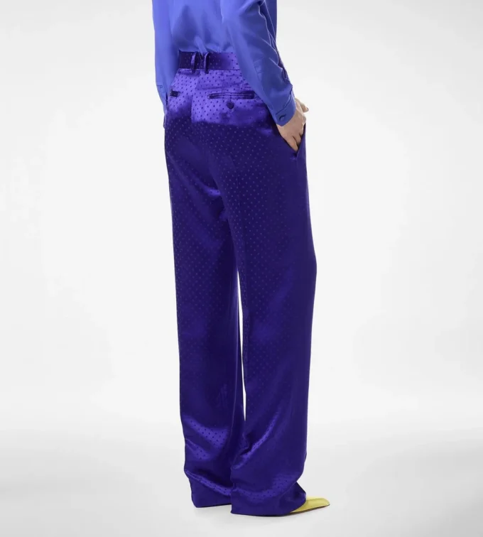 Polka Dot Jacquard Pleated Straight Pants