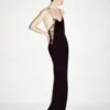 Polka Dot Silk Crepe Camisole Evening Dress with Lace Detail