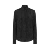 Polka Dot Silk Crepe De Chine Shirt with Plisse Plastron