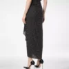 Polka Dot Silk Sable Wrap Skirt with Leather Detail